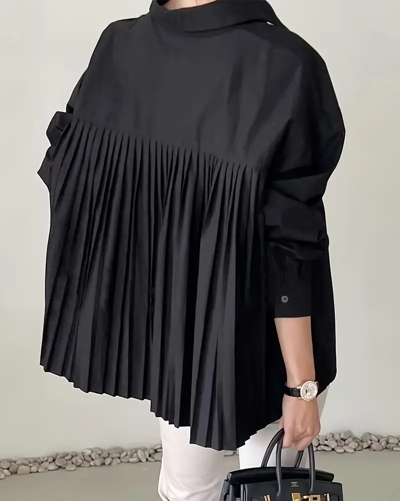 Elegante Damenkleid Uni Farbe Plissee