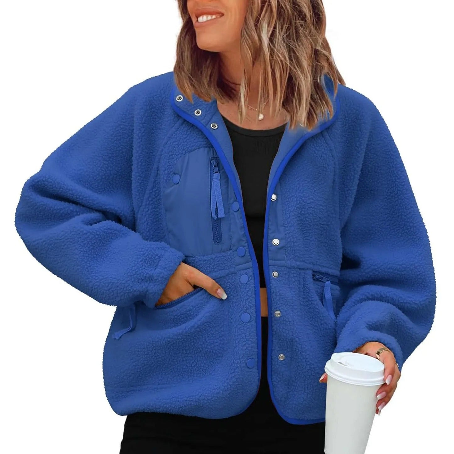 Warme Fleecejacke Damen mit Taschen
