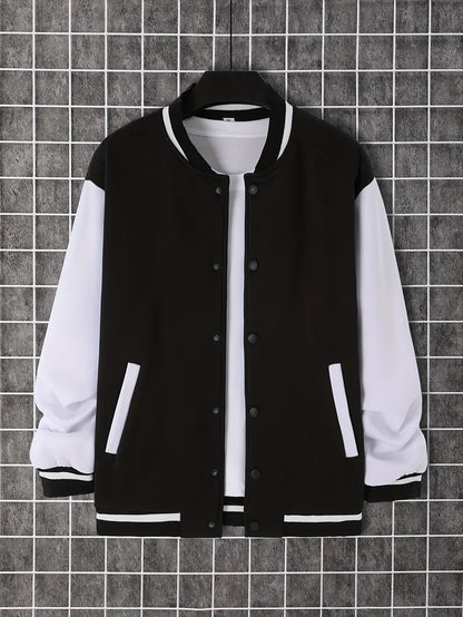 Herren Lederjacke Cool Farbblock Knöpfe
