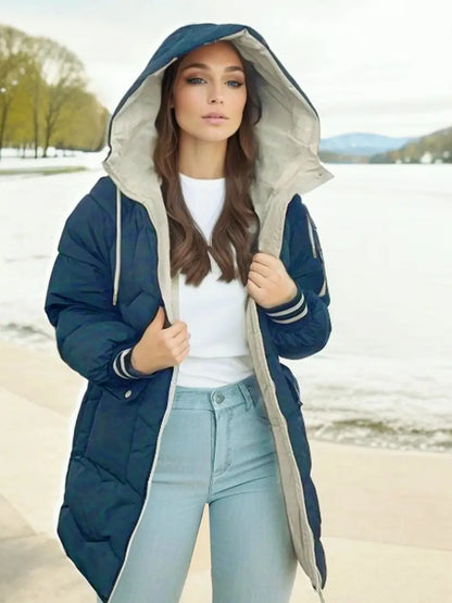 Warme Winterjacke Damen Pufferjacke Lang