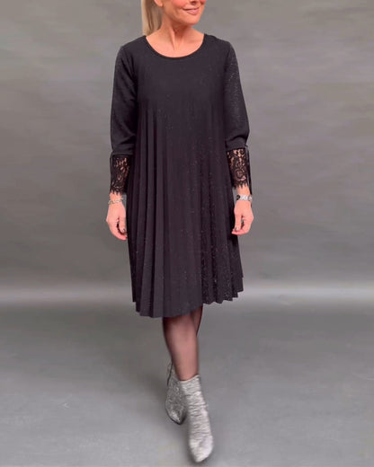 Elegant Plissiertes Spitzenkleid Damen
