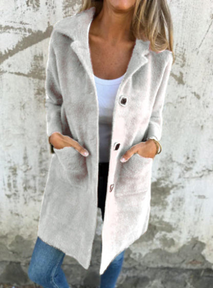 Lange Damenjacke Modern Knöpfe
