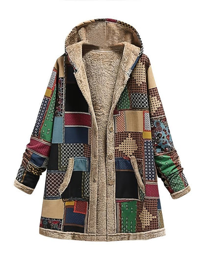 Stylische Kapuzenjacke Patchwork-Design