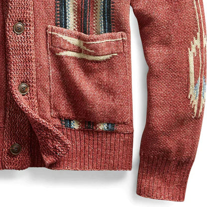 Herren Strickjacke Vintage Look Jacquard - IdealeKleiden
