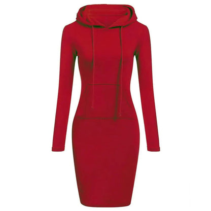 Modisches Hoodie Kleid mit Kapuze und Kängurutasche