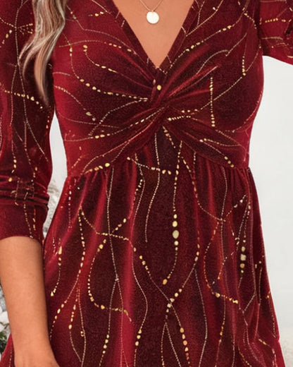 Frauenkleid Elegant V-Ausschnitt Twist - IdealeKleiden