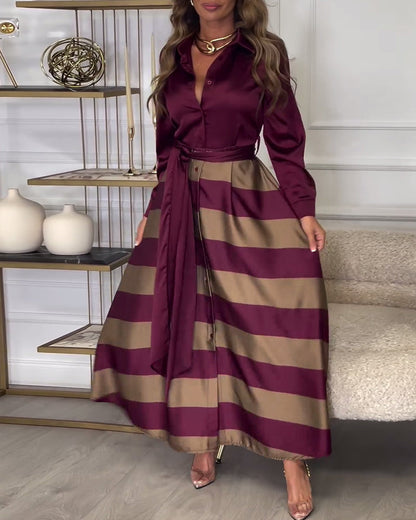 Streifenkleid Damen Elegantes Design