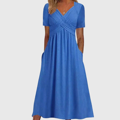 Frauen Maxikleid V-Ausschnitt Sommerkleid