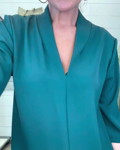 Elegantes Kleid Mit V-Ausschnitt Kurzarm - IdealeKleiden