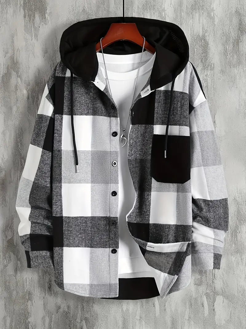 Herren Kapuzenjacke Karo Modern Style - IdealeKleiden