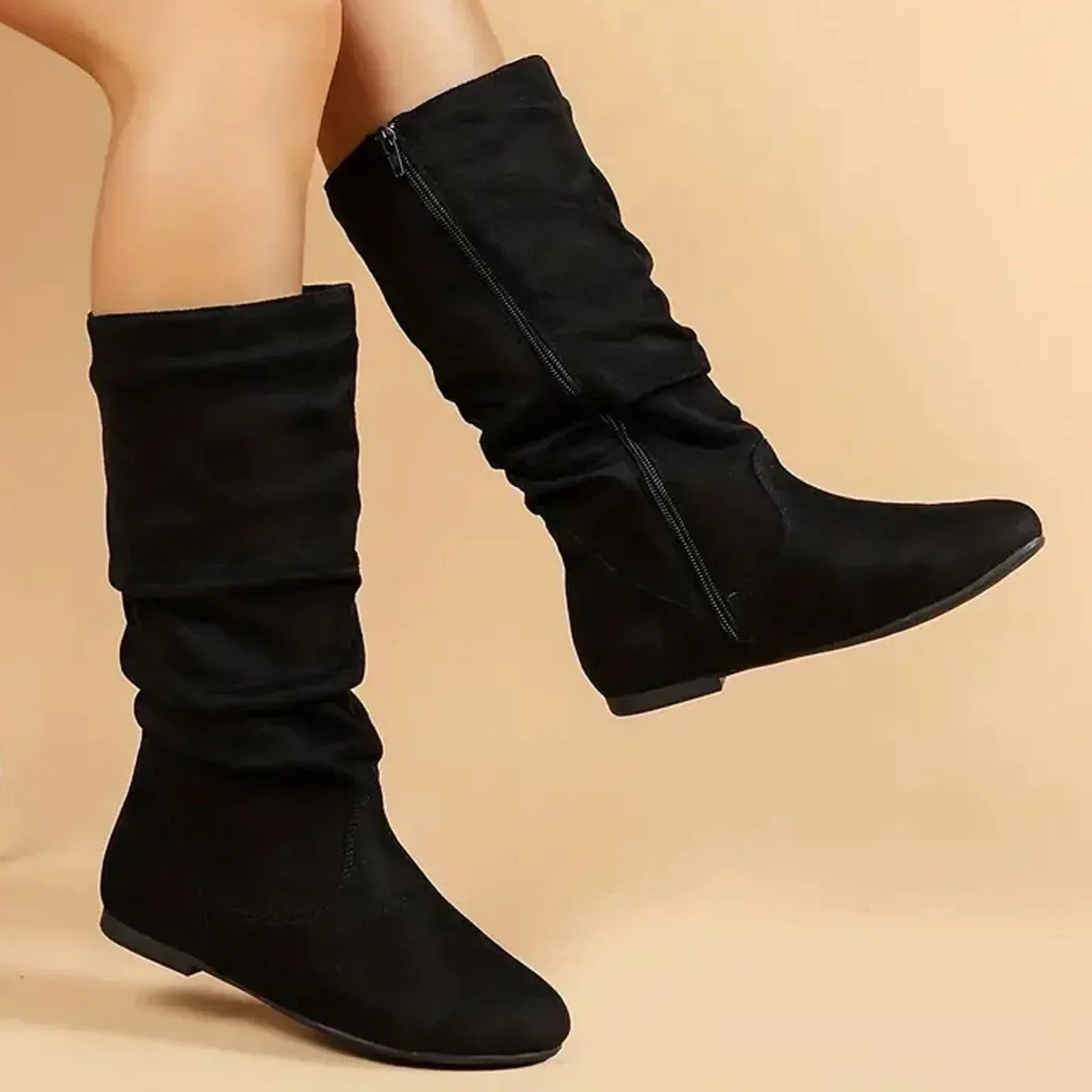 Hohe Stiefeletten Wildleder Braun Reißverschluss