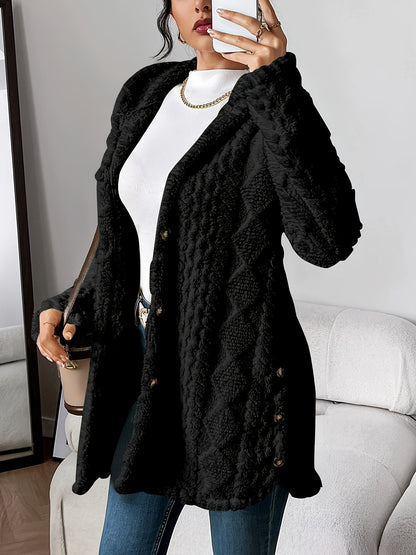 Winterjacke Damen Lang Kapuze Knöpfe