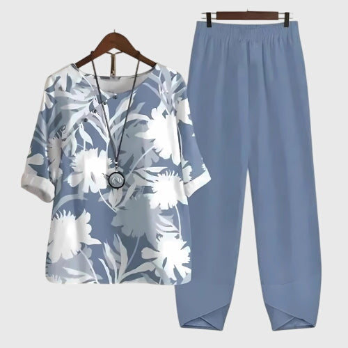 Damen Zweiteiler Set Blumenmuster Sommer