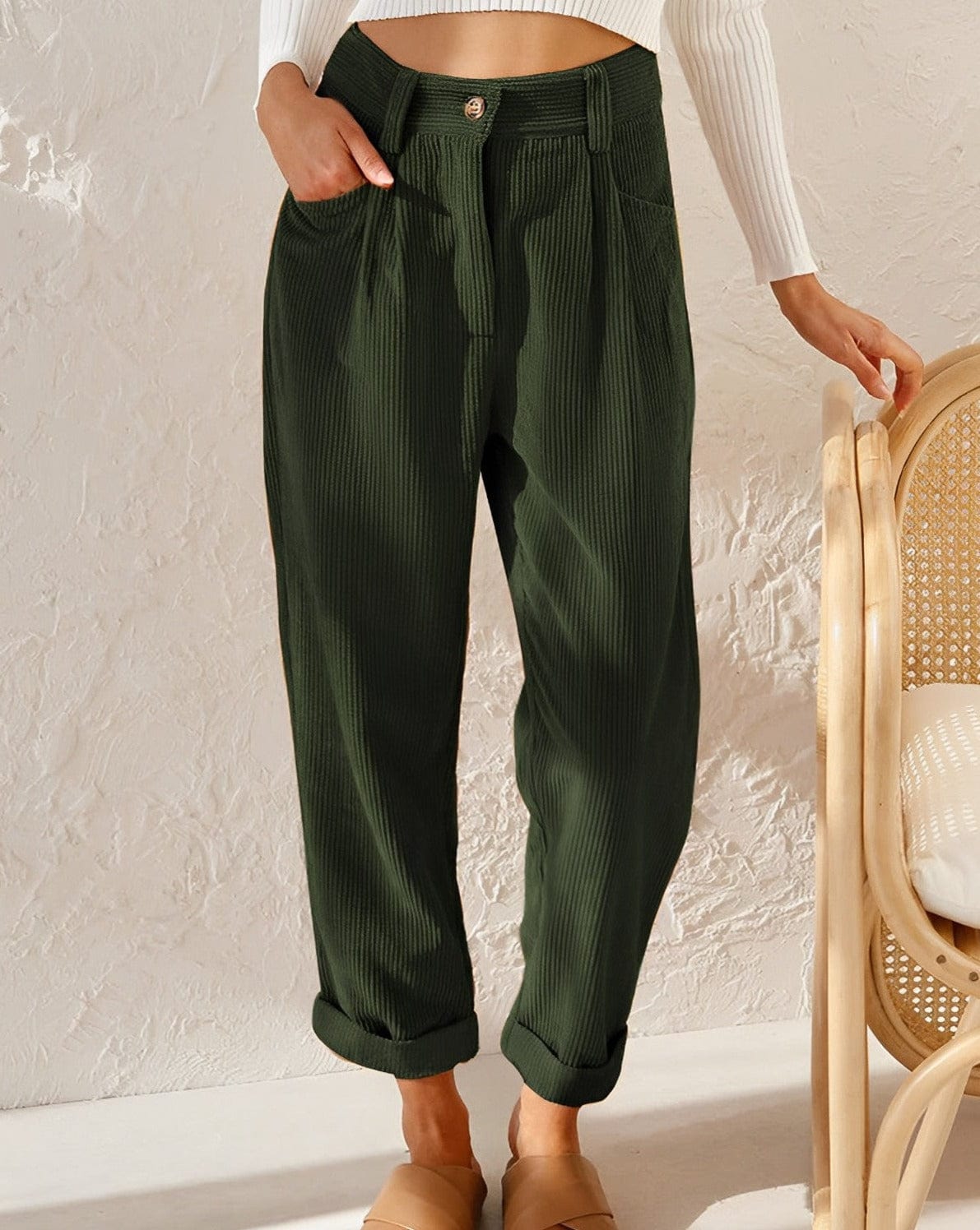Elegante Damen-Hosen High-Waist Cord