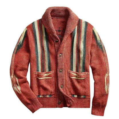 Herren Strickjacke Vintage Look Jacquard