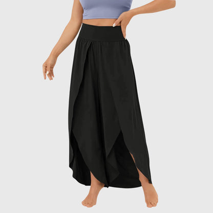 Damen Boho-Hose Weit Bequem Schlitz