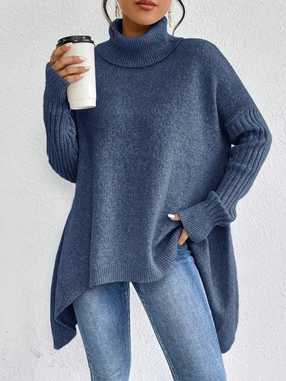 Bequemer Rollkragenpullover Lang Elegant