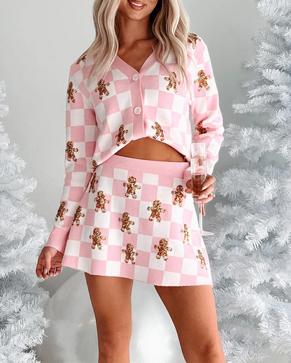 Weihnachts-Outfit | Strickpullover Kurzrock Frauen Anzug