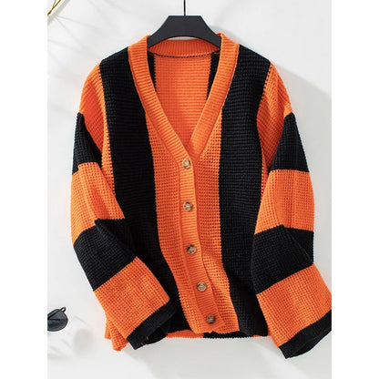 Gestreifter Oversized Cardigan Frauen
