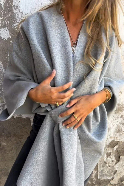 Stylische Damenjacke V-Ausschnitt Cape Design