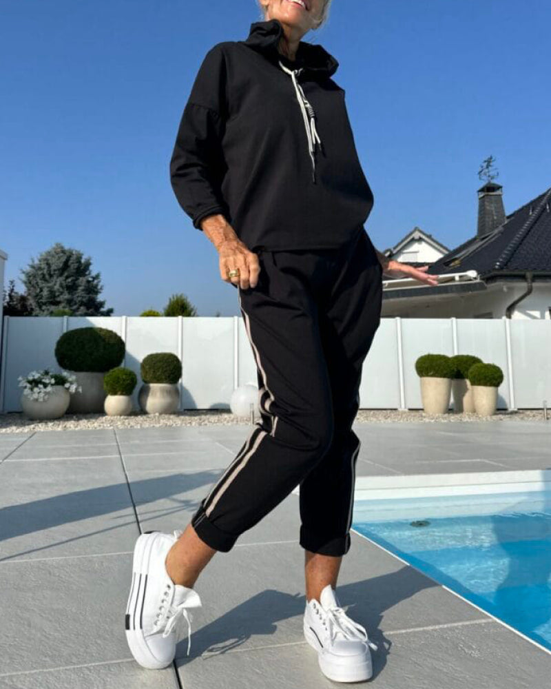 Damen Sportanzug Kapuzen-Sweatshirt und Hosen
