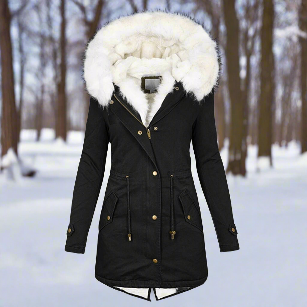 Frauen Parka Jacke Faux Fur Gefüttert Kapuzenjacke