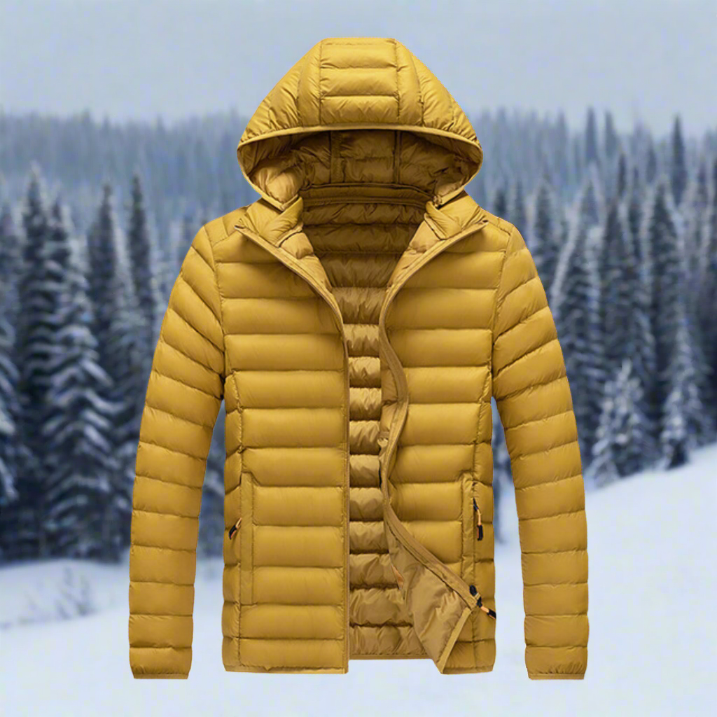 Daunenjacke Leicht Warm Steppdesign Abnehmbare Kapuze