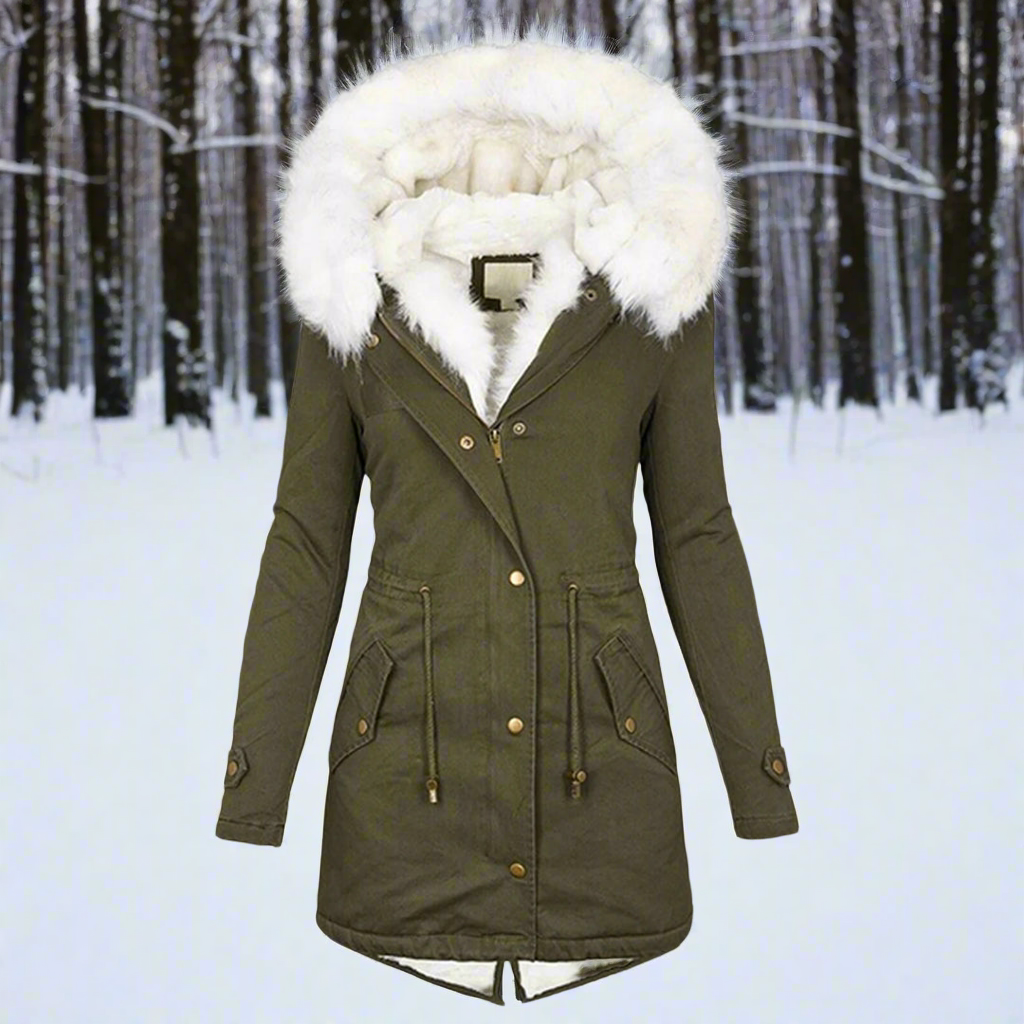 Frauen Parka Jacke Faux Fur Gefüttert Kapuzenjacke
