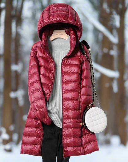 Lange Damenjacke Warm Wasserabweisend Kapuzen Steppjacke