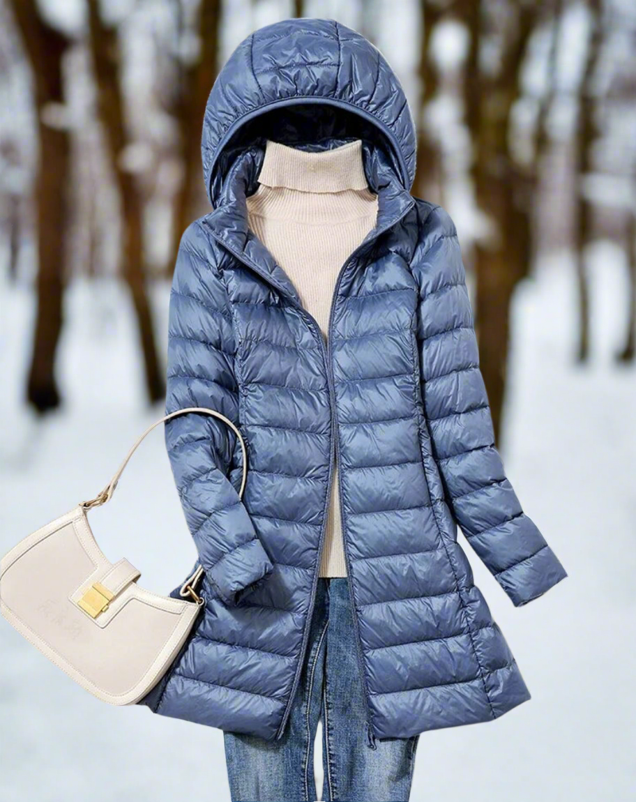 Lange Damenjacke Warm Wasserabweisend Kapuzen Steppjacke