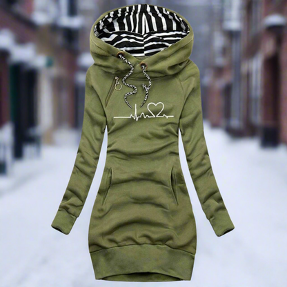 Kleid Sweatshirt Langarm Kapuze Bequem