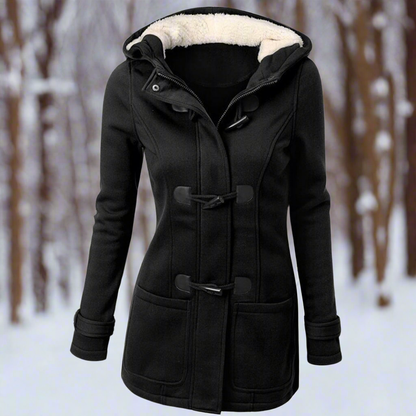 Warme Wollmantel Kapuze Fleece Gefüttert