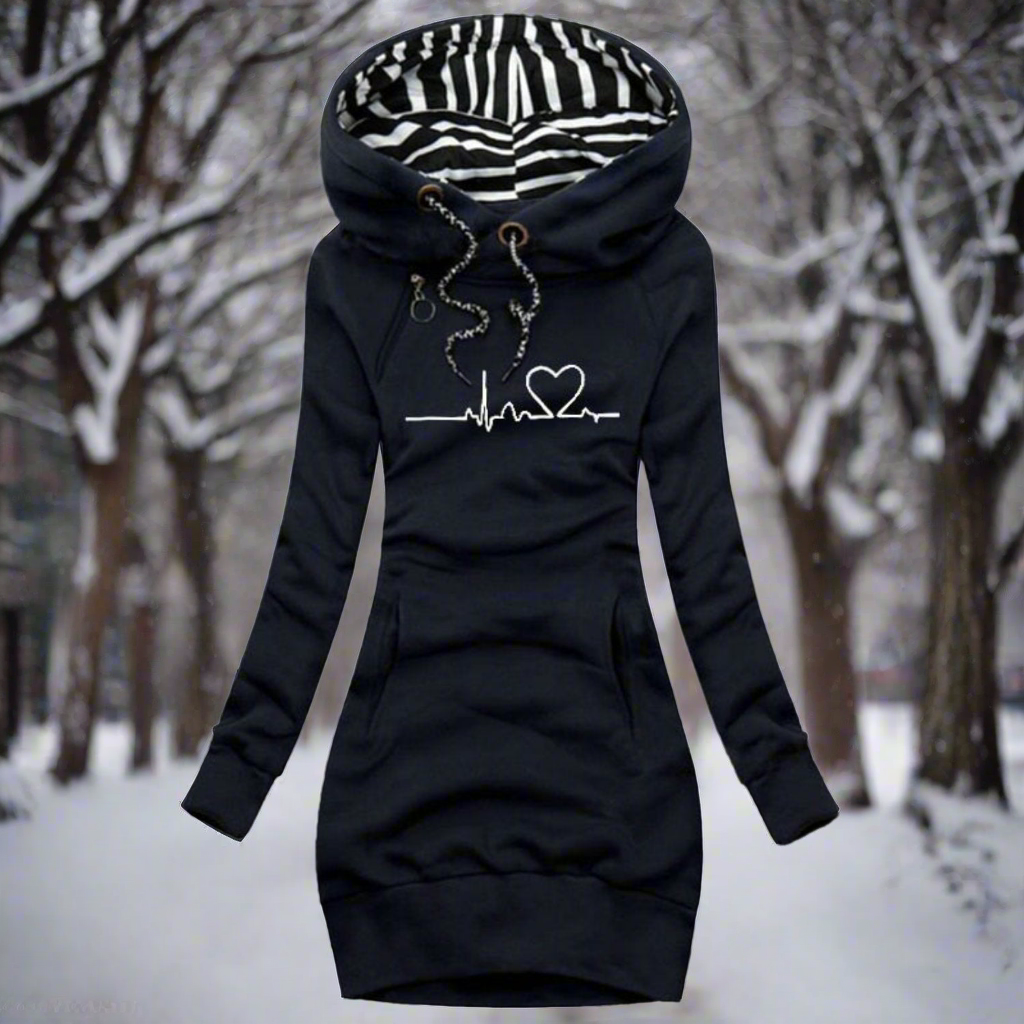 Kleid Sweatshirt Langarm Kapuze Bequem