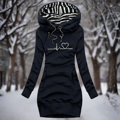 Kleid Sweatshirt Langarm Kapuze Bequem