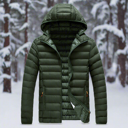 Daunenjacke Leicht Warm Steppdesign Abnehmbare Kapuze