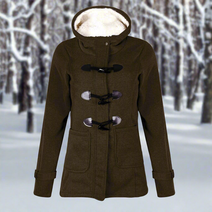 Warme Woll-Dufflecoat Kapuze Fleece Gefüttert