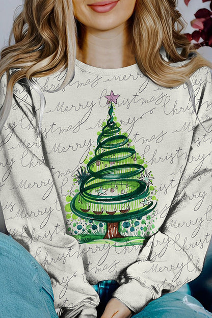 Weihnachts-Pullover Langarm Kontrastfarben Bedruckt