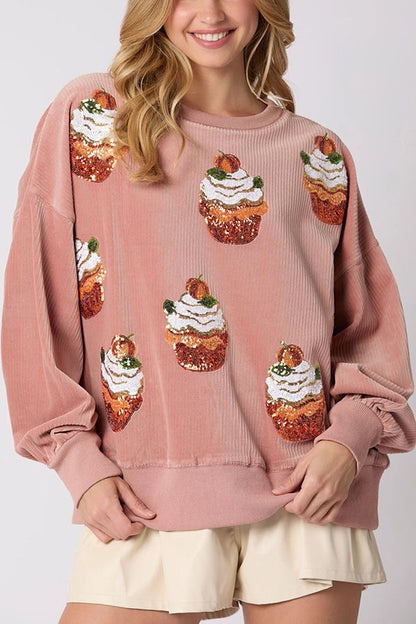 Weihnachts-Sweatshirt Pailletten Rundhals Frauen