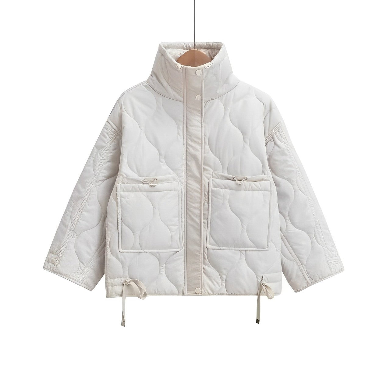 Modische Baumwolle Jacke Damen Hüftlang mit Stehkragen