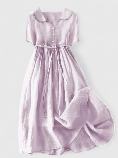 Damen Midikleid Sommer Kurzarm Elegant