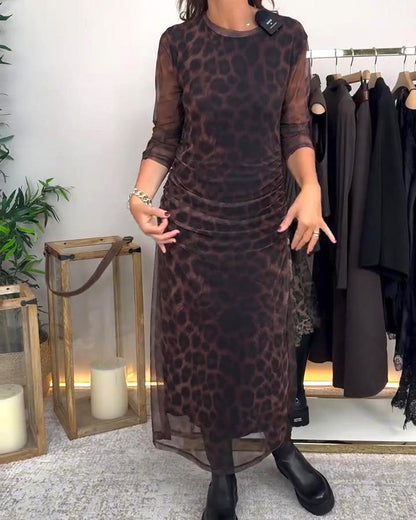 Leopard Kleid Frauen Trendy