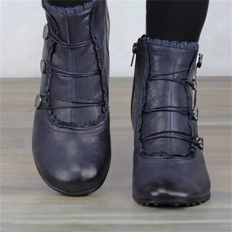 Damen Stiefeletten Viktorianisch Spitze Schnürsenkel