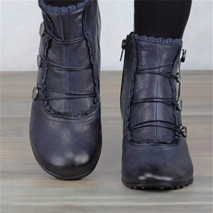 Damen Stiefeletten Viktorianisch Spitze Schnürsenkel