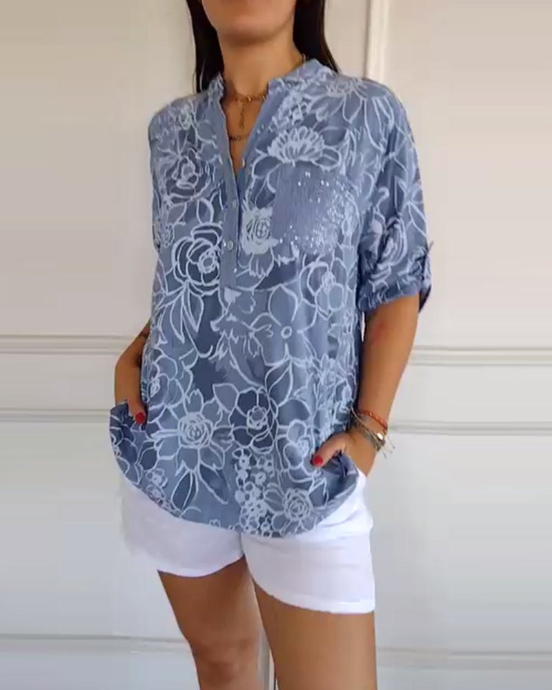 Frauenkleid V-Ausschnitt Bedruckt Sommer