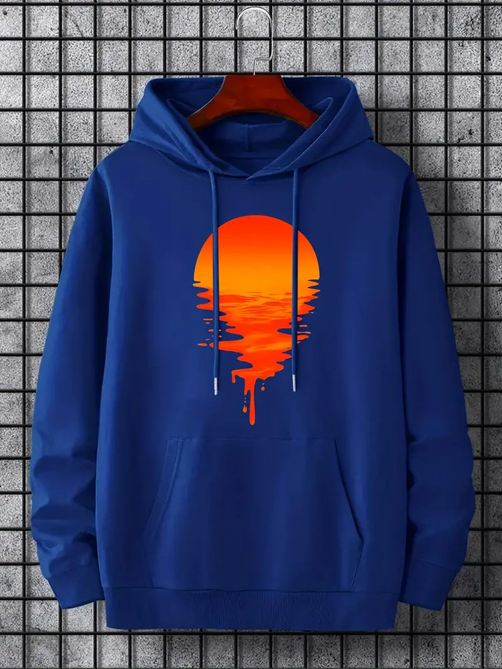 Herren Pullover Kapuze Sonnenuntergang Motiv
