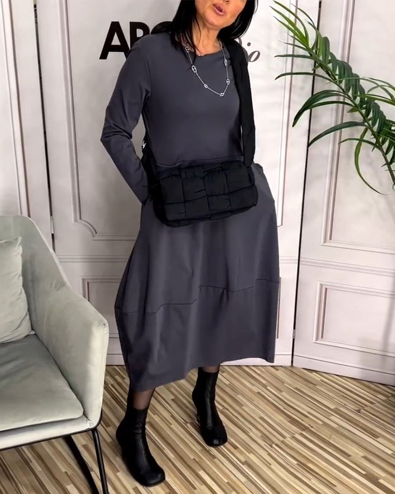 Kleid Lässig Rundhals Damenmode