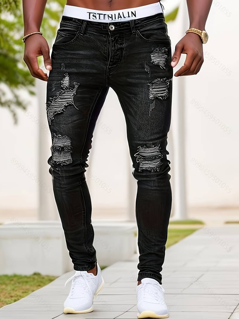 Slim Fit Jeans Risse Trendy Mode