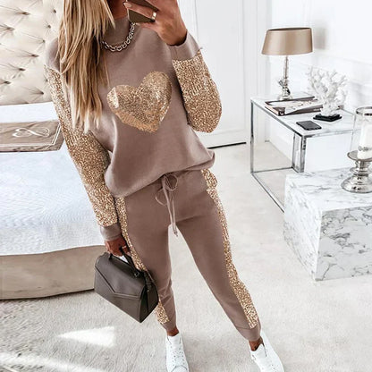 Glamour Pailletten Sportanzug Damen