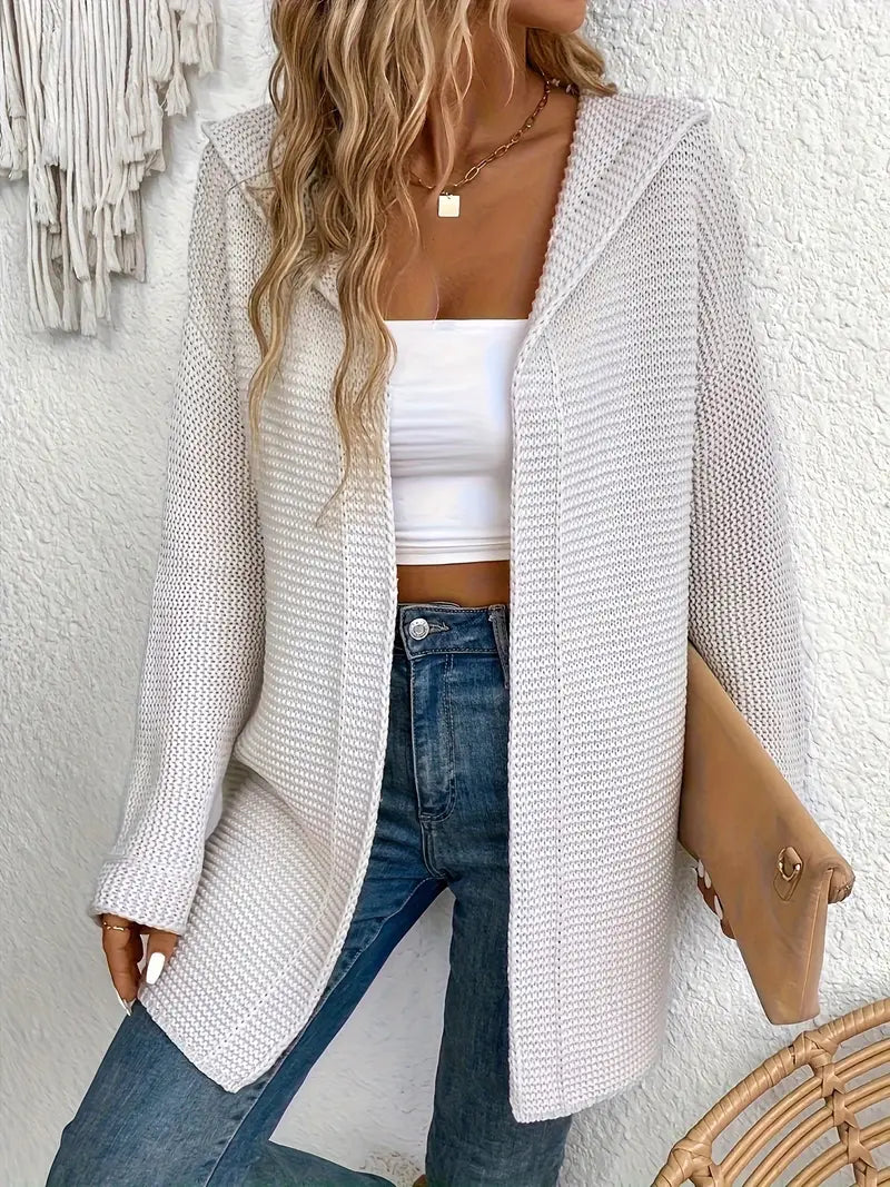 Praktische Strickjacke mit Verstellbarer Kapuze