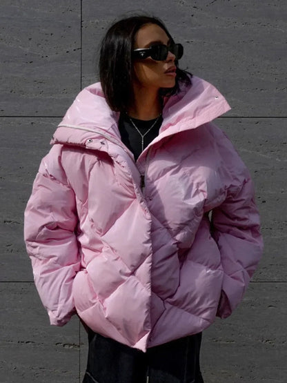Große Pufferjacke Warm Reißverschluss